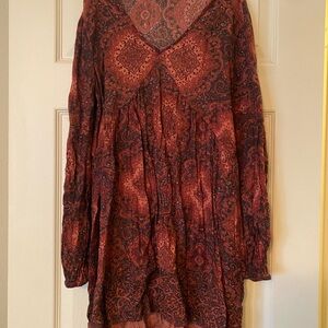 Billabong Red and Black Long Sleeve Dress